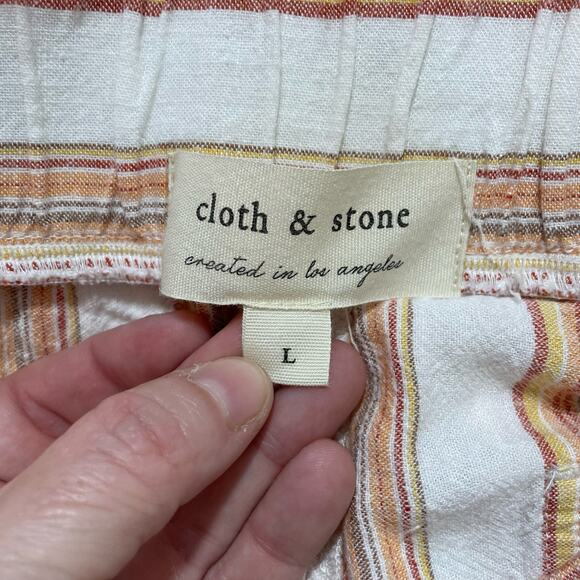 Cloth & Stone Orange & White Striped Wide Leg Cropped Pants - Size Large - Linen - Picture 4 of 7
